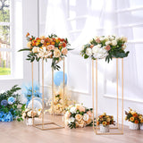 Vases & Table Decor: VEVOR 10PCS 31.5inch/80cm High Wedding Flower Stand, With Acrylic Laminate,Metal Vase Column Geometric Centerpiece Stands, Gold Rectangular Floral Display Rack for Events Reception, Party Decoration