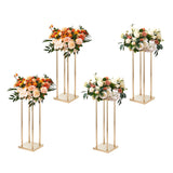 Canopies & Gazebos: VEVOR 4PCS Gold Metal Column Wedding Flower Stand, 23.6inch /60cm High With Metal Laminate, Vase Geometric Centerpiece Stands, Cylindrical Floral Display Rack for Events Reception, Party Road Leads