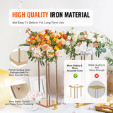 Canopies & Gazebos: VEVOR 4PCS Gold Metal Column Wedding Flower Stand, 23.6inch /60cm High With Metal Laminate, Vase Geometric Centerpiece Stands, Cylindrical Floral Display Rack for Events Reception, Party Road Leads
