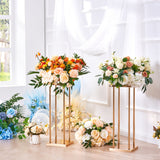 Canopies & Gazebos: VEVOR 4PCS Gold Metal Column Wedding Flower Stand, 23.6inch /60cm High With Metal Laminate, Vase Geometric Centerpiece Stands, Cylindrical Floral Display Rack for Events Reception, Party Road Leads