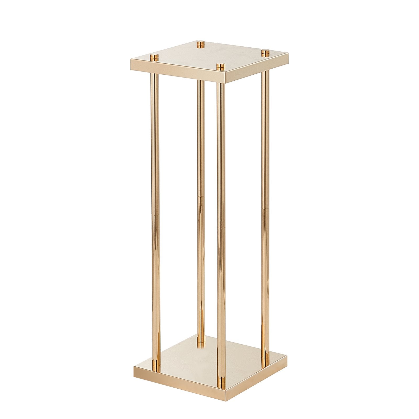 4PCS Gold Metal Column Wedding Flower Stand, 23.6inch /60cm High With Metal Laminate, Vase Geometric Centerpiece Stands, Cylindrical Floral Display Rack for Events Reception, Party Road Leads