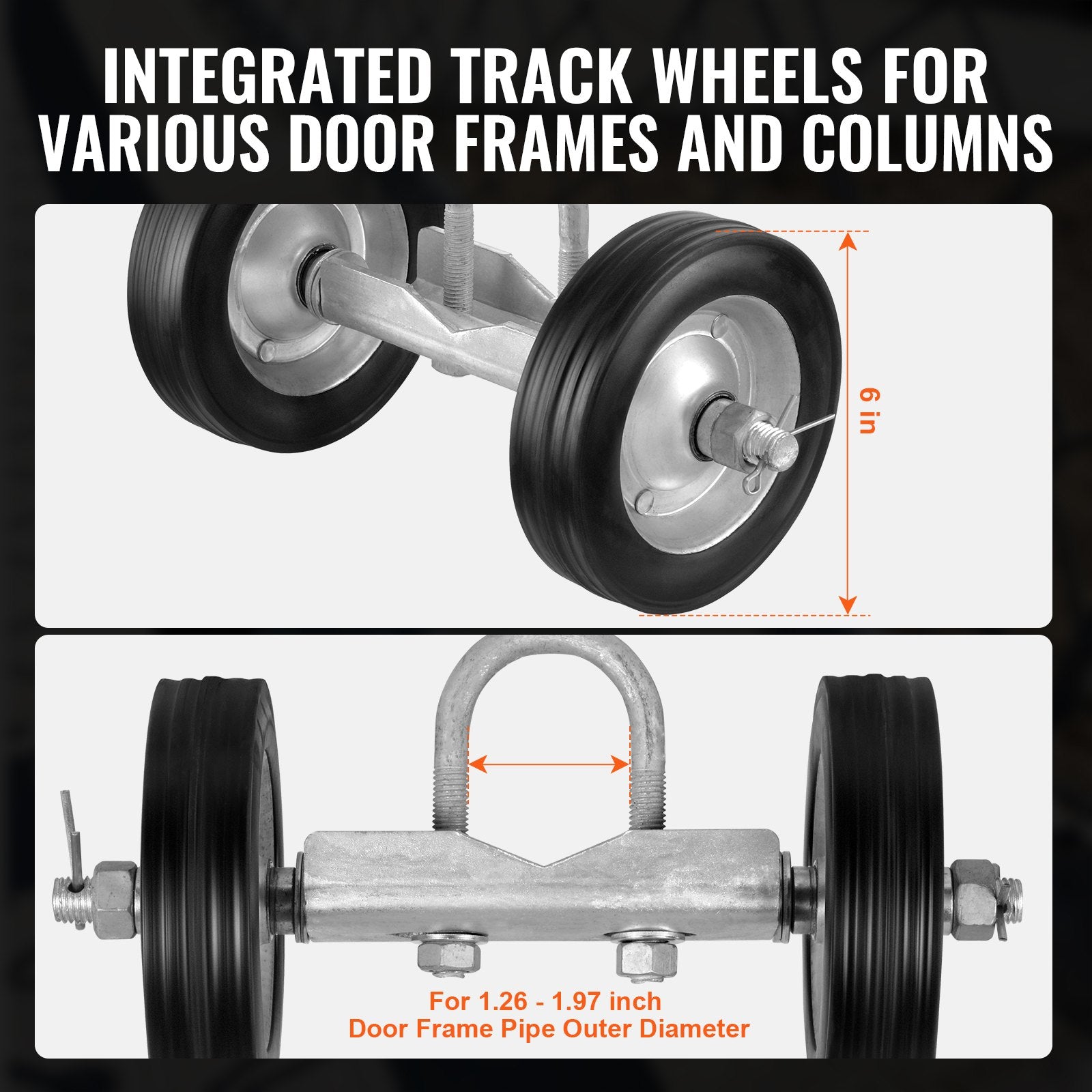 Fence & Gate Accessories: VEVOR Sliding Gate Kit 6” Heavy Duty Rolling Hardware for Door 600 lbs Load