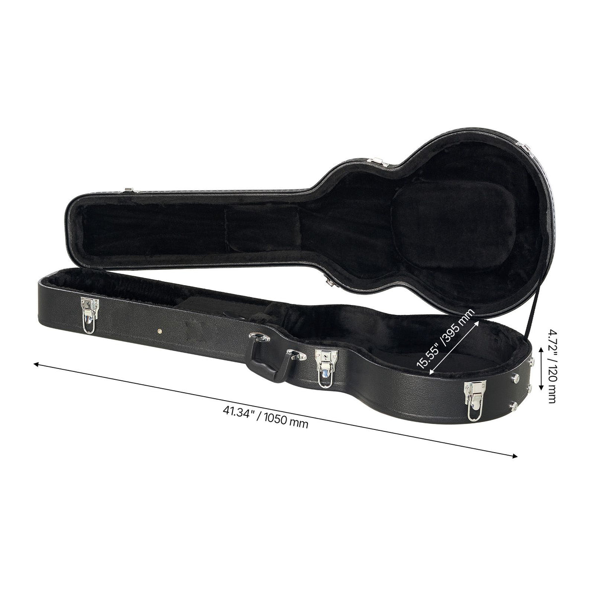 Electric Guitar Hard Case, 1050 mm Gourd-Shaped Guitar Hard Case, With Lock Latch Key Handle, PVC Padding Soft Lining Water-Resistant Hard Shell Guitar Cases, for 990 mm LES Paul Guitars, Black
