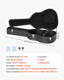 Guitars: VEVOR Acoustic Guitar Hard Case 1100 mm With Lock Key And for Acoustic Guitar
