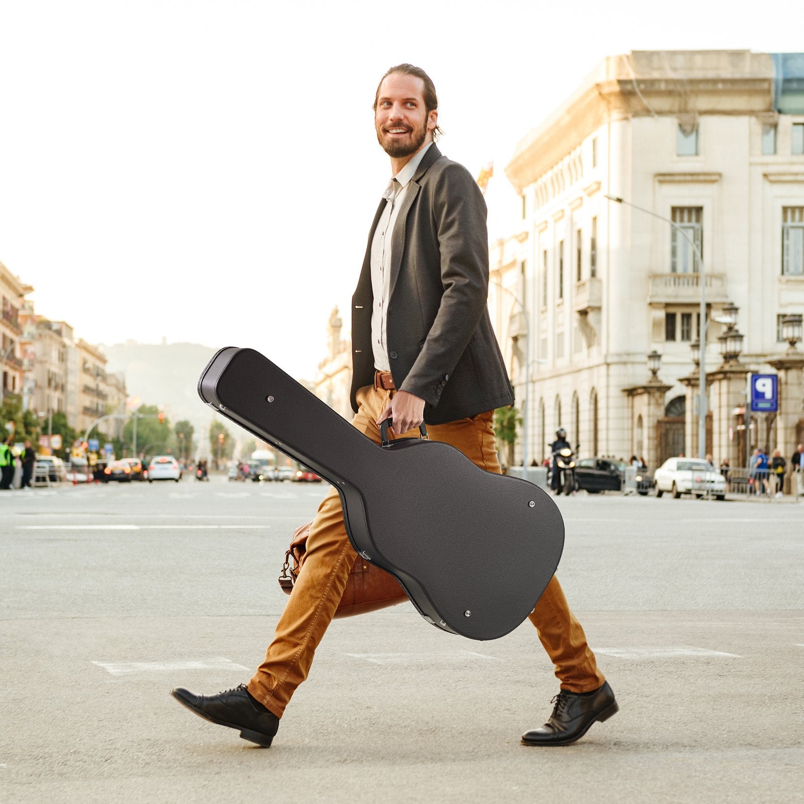 Guitars: VEVOR Acoustic Guitar Hard Case 1100 mm With Lock Key And for Acoustic Guitar