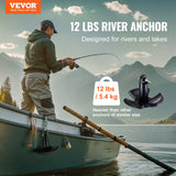 Boating Accessories: VEVOR River Anchor, 12 LBS Boat Anchor Cast Iron Black Vinyl-Coated with Shackle, Marine Grade Mushroom Anchor for Boats Up To 10 ft, Impressive Holding Power in River and Mud Bottom Lakes
