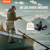 Artificial Hanging Plants: VEVOR River Anchor 30LB Boat Anchor Cast Iron Black Vinyl-Coated Mushroom Anchor