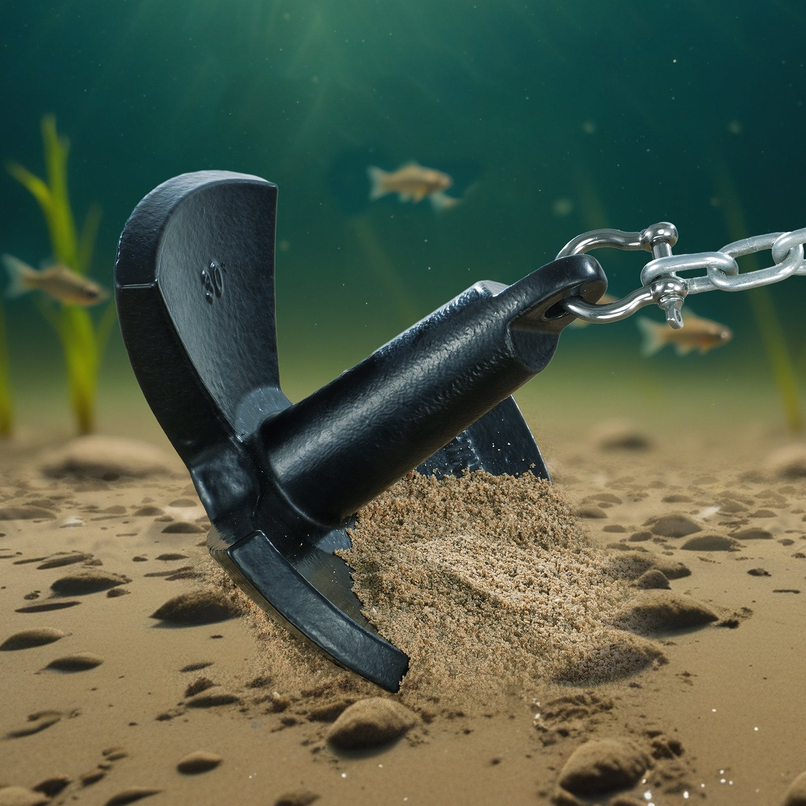 Artificial Hanging Plants: VEVOR River Anchor 30LB Boat Anchor Cast Iron Black Vinyl-Coated Mushroom Anchor