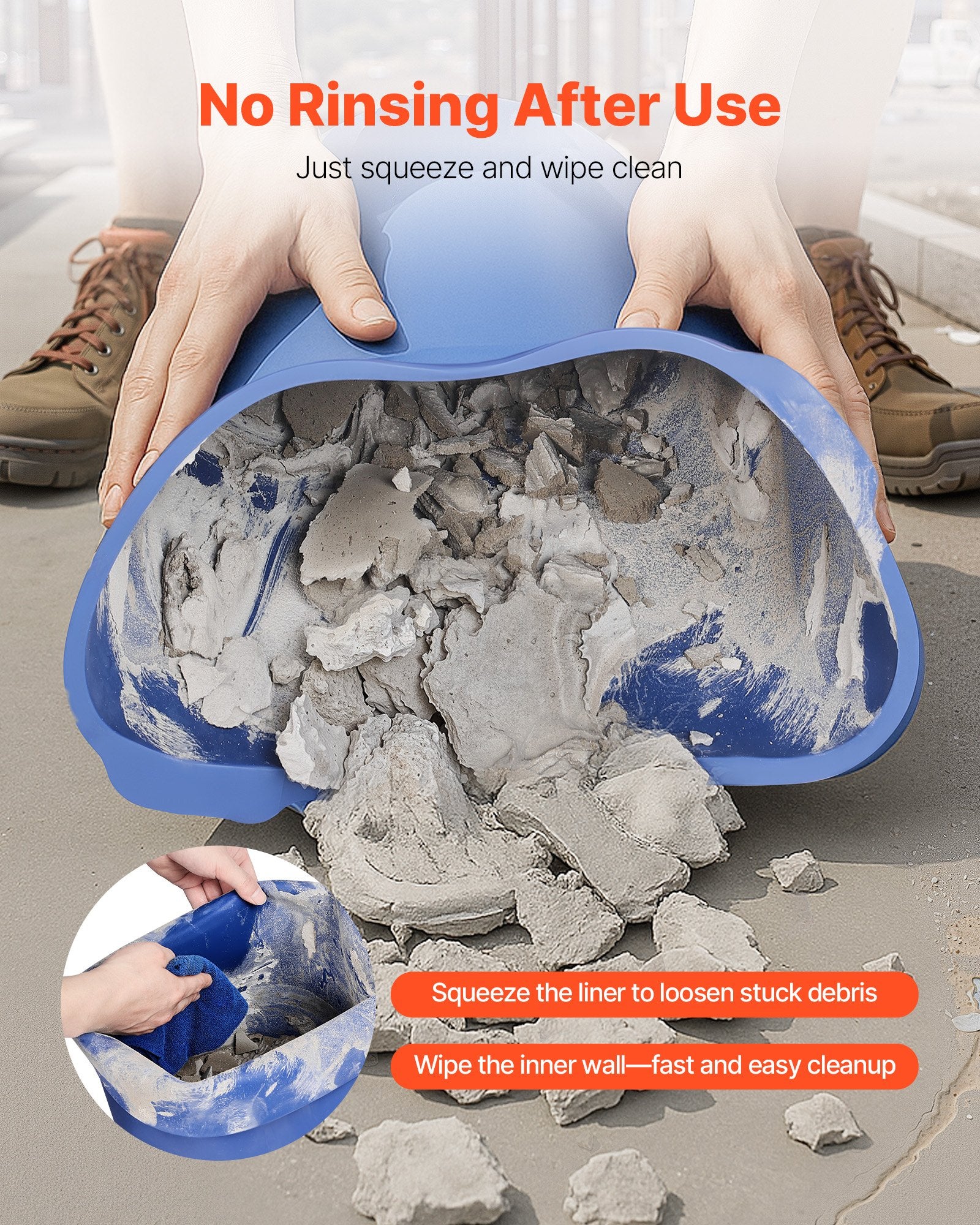 Masonry Tools: VEVOR 18.9L Bucket Liner for Concrete Mix, Reusable Silicone Mortar Bucket Liner for Thinset Paint Concrete Epoxy Mixing, Heavy-duty Grout Mixer Insert Tool with Graduated Measurements, Blue