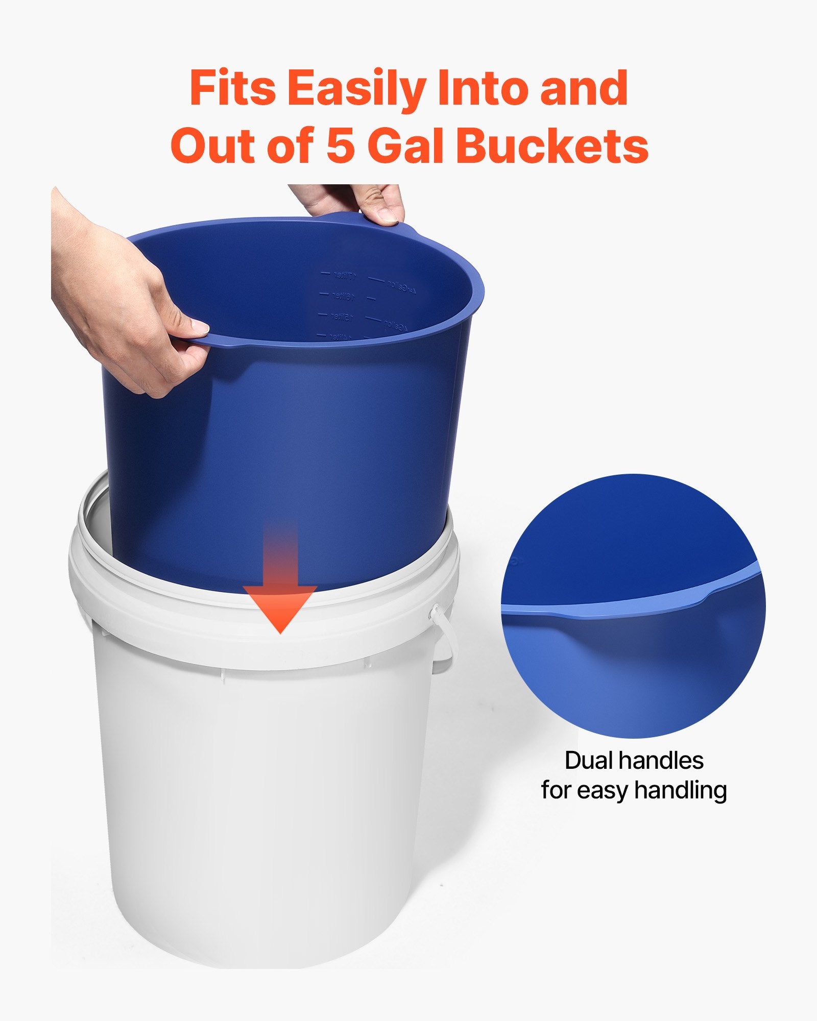 Masonry Tools: VEVOR 18.9L Bucket Liner for Concrete Mix, Reusable Silicone Mortar Bucket Liner for Thinset Paint Concrete Epoxy Mixing, Heavy-duty Grout Mixer Insert Tool with Graduated Measurements, Blue