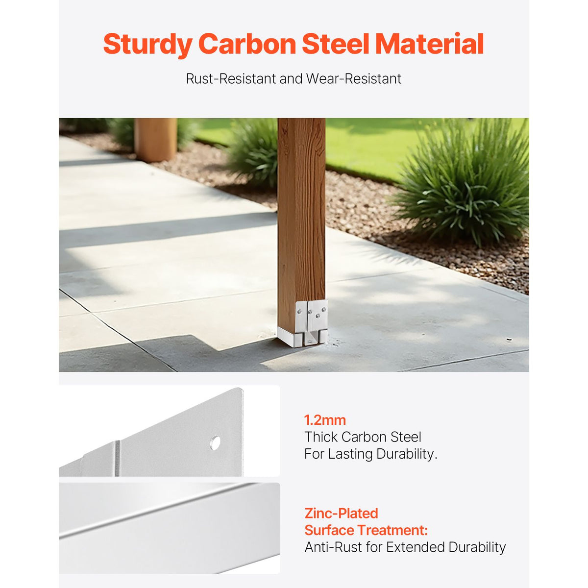 6x6 Post Base 10 Pcs, Inner Size 5.49x5.57inch/139.5x141.5mm Concrete Post Anchor, Heavy-Duty Zinc-Plated Carbon Steel Posts Brackets with 1 Inch Standoff Elevation, for Concrete Pergolas Patio