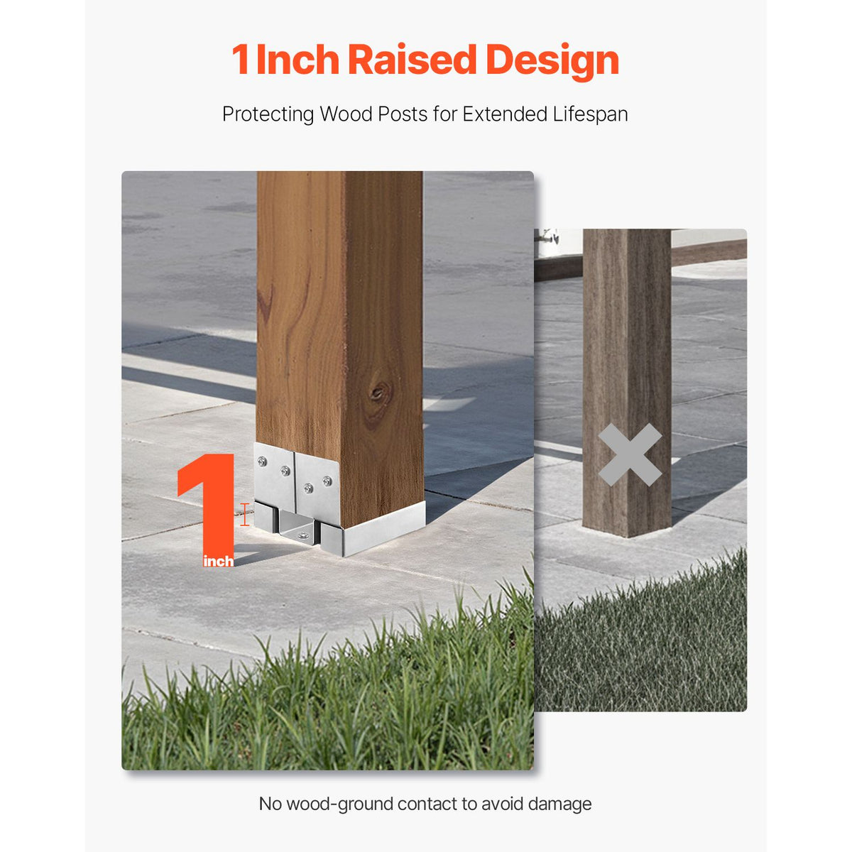 6x6 Post Base 10 Pcs, Inner Size 5.49x5.57inch/139.5x141.5mm Concrete Post Anchor, Heavy-Duty Zinc-Plated Carbon Steel Posts Brackets with 1 Inch Standoff Elevation, for Concrete Pergolas Patio