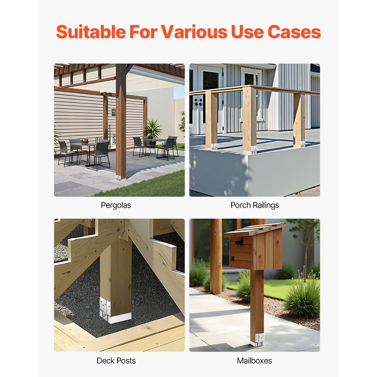 6x6 Post Base 10 Pcs, Inner Size 5.49x5.57inch/139.5x141.5mm Concrete Post Anchor, Heavy-Duty Zinc-Plated Carbon Steel Posts Brackets with 1 Inch Standoff Elevation, for Concrete Pergolas Patio