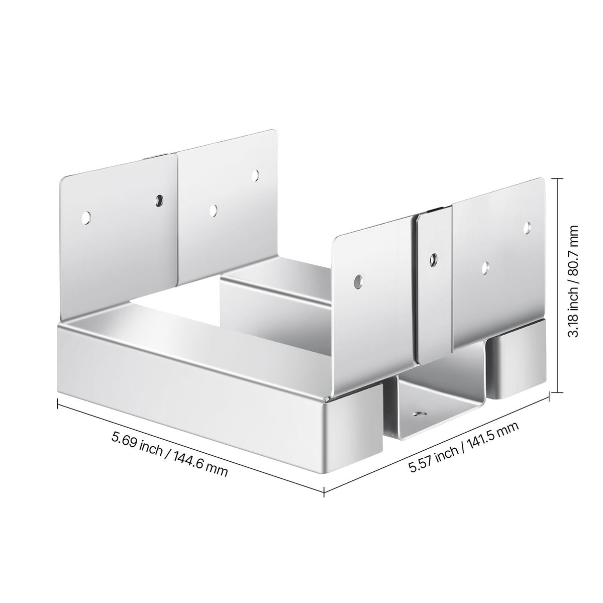6x6 Post Base 10 Pcs, Inner Size 5.49x5.57inch/139.5x141.5mm Concrete Post Anchor, Heavy-Duty Zinc-Plated Carbon Steel Posts Brackets with 1 Inch Standoff Elevation, for Concrete Pergolas Patio