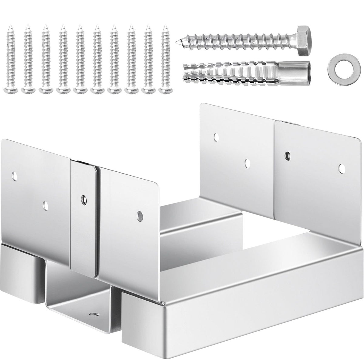 6x6 Post Base 10 Pcs, Inner Size 5.49x5.57inch/139.5x141.5mm Concrete Post Anchor, Heavy-Duty Zinc-Plated Carbon Steel Posts Brackets with 1 Inch Standoff Elevation, for Concrete Pergolas Patio