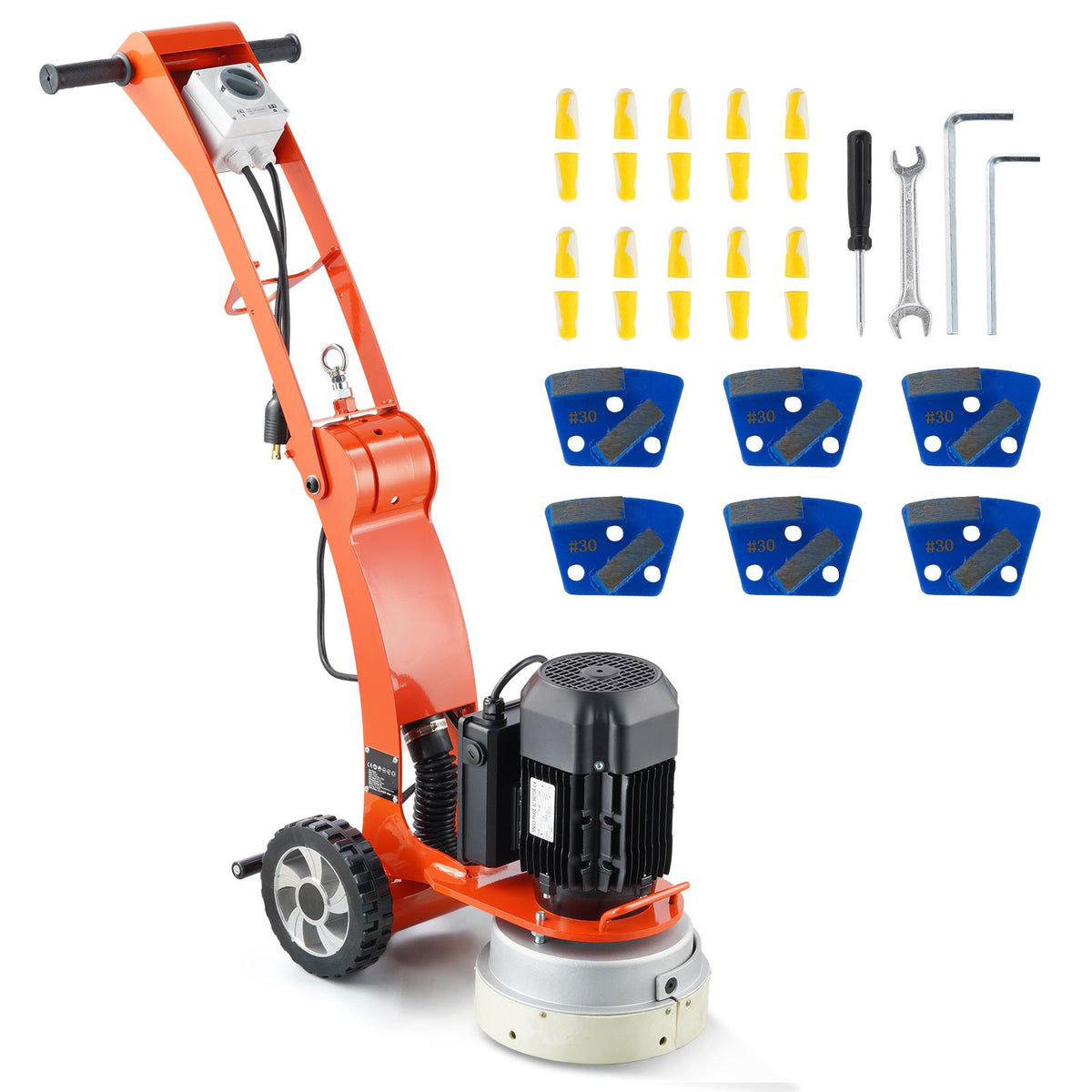 Electric Concrete Floor Grinder 10" Walk-Behind Grinder 3.0HP Concrete Floor Polisher, 2200W Grinding Machine, 1430RPM Upgrade Brushless Motor Surfacing Grinder for Granite/Marble/Stones