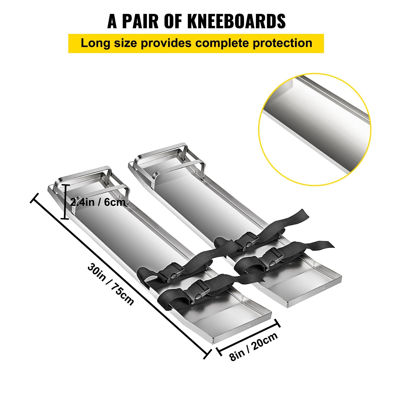 Gymnastics: VEVOR Concrete Knee Boards 70cm x 20cm Slider Knee Boards, Kneeler Board Stainless Steel Kneeboards, Concrete Sliders Pair Moving Sliders, with Concrete Board Straps for Cement and Concrete Finishi