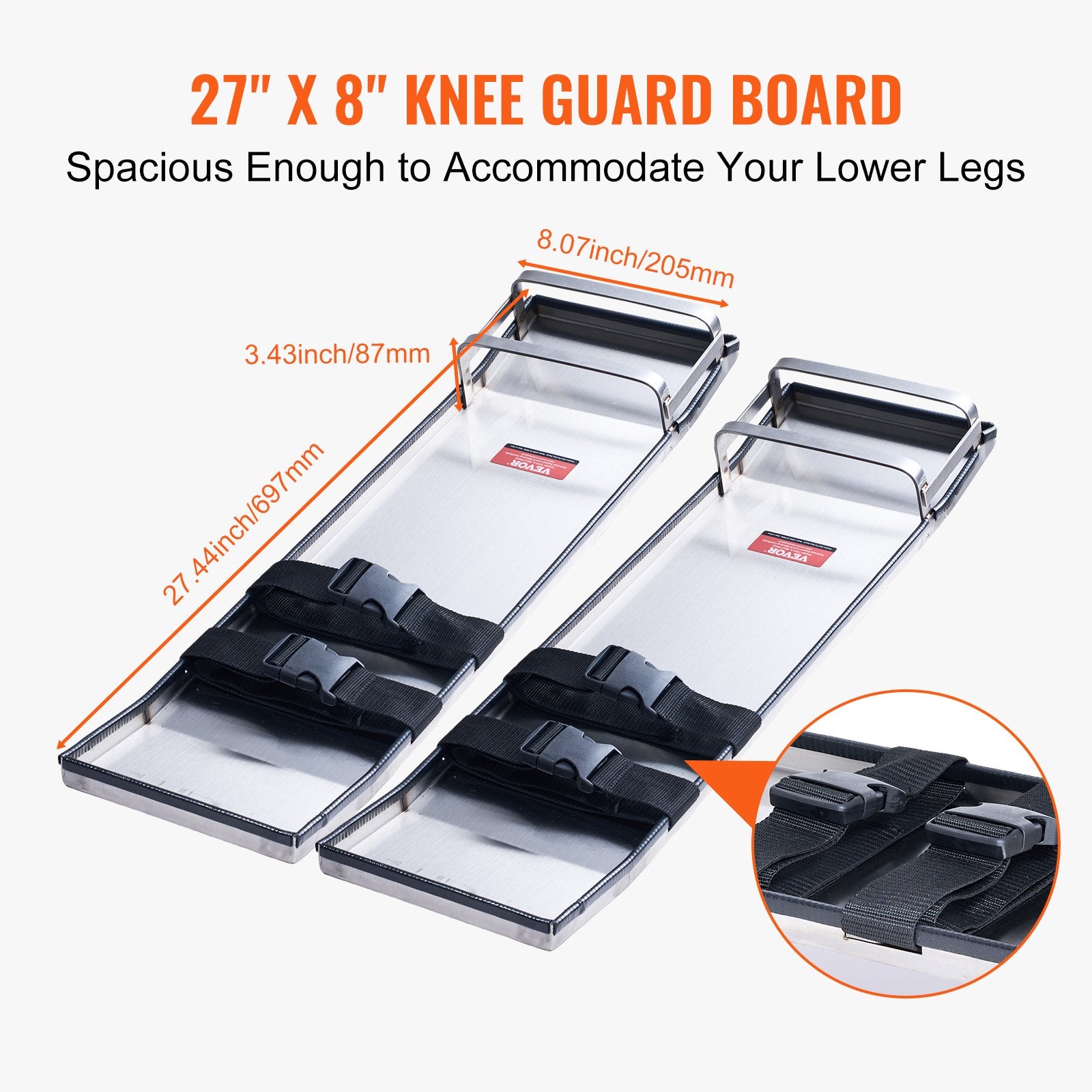 Traffic Control & Parking Tools: VEVOR Concrete Knee Boards Stainless Steel, 28'' x 8'' Concrete Sliders, Knee Boards For Concrete, Concrete Knee Pads Pair Moving Sliders, with Board Straps for Cement and Concrete Finishing