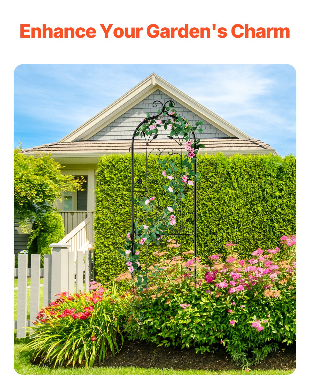 Garden Ornaments: VEVOR Metal Garden Trellis for Climbing Plant Support 60 x 15 in Rustproof