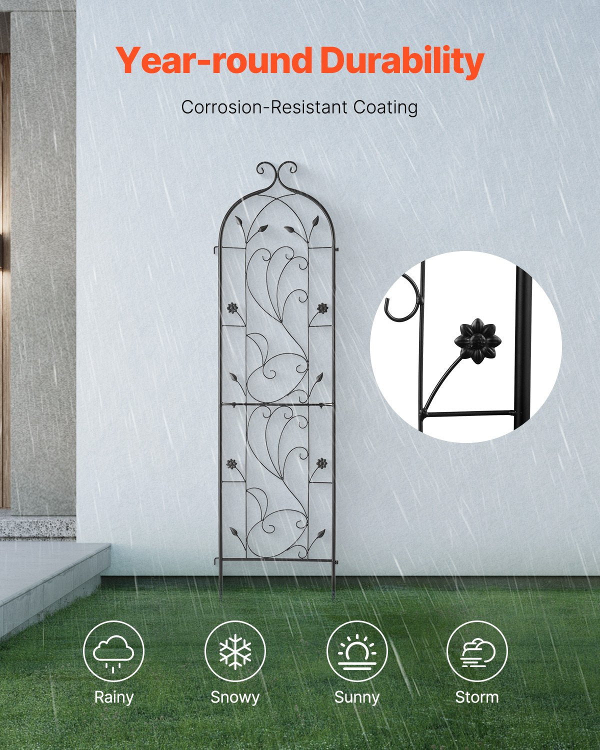 Garden Ornaments: VEVOR Metal Garden Trellis for Climbing Plant Support 60 x 15 in Rustproof