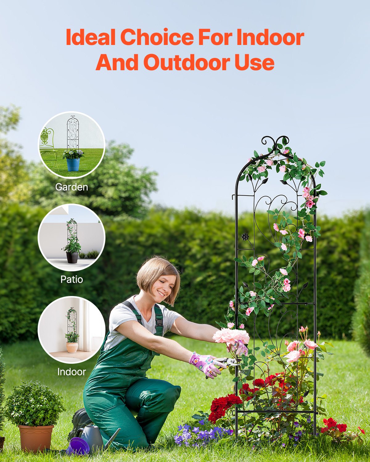 Garden Ornaments: VEVOR Metal Garden Trellis for Climbing Plant Support 60 x 15 in Rustproof