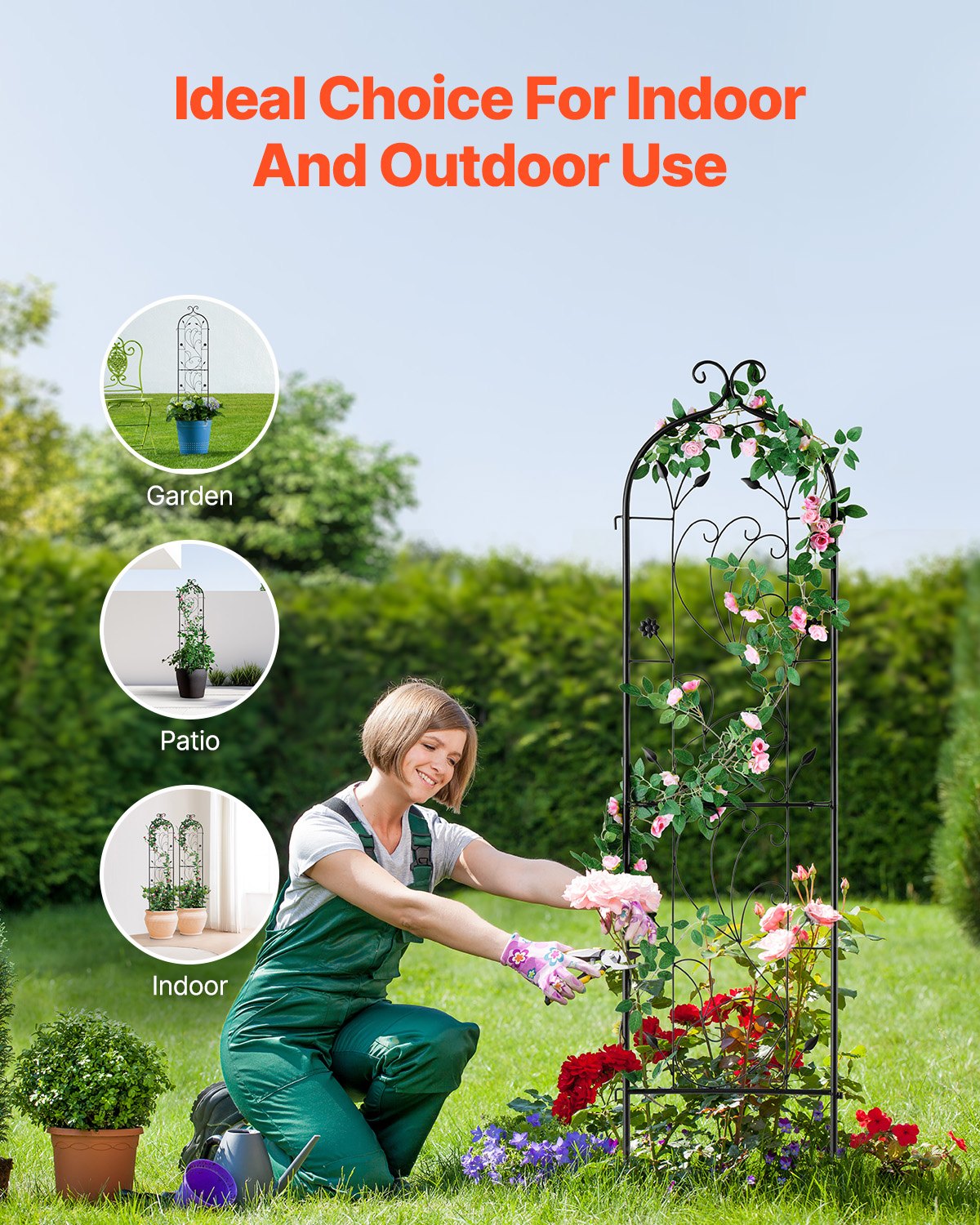Gardening Tools: VEVOR 2 Packs Metal Garden Trellis for Climbing Plant Support 60x15 in Rustproof