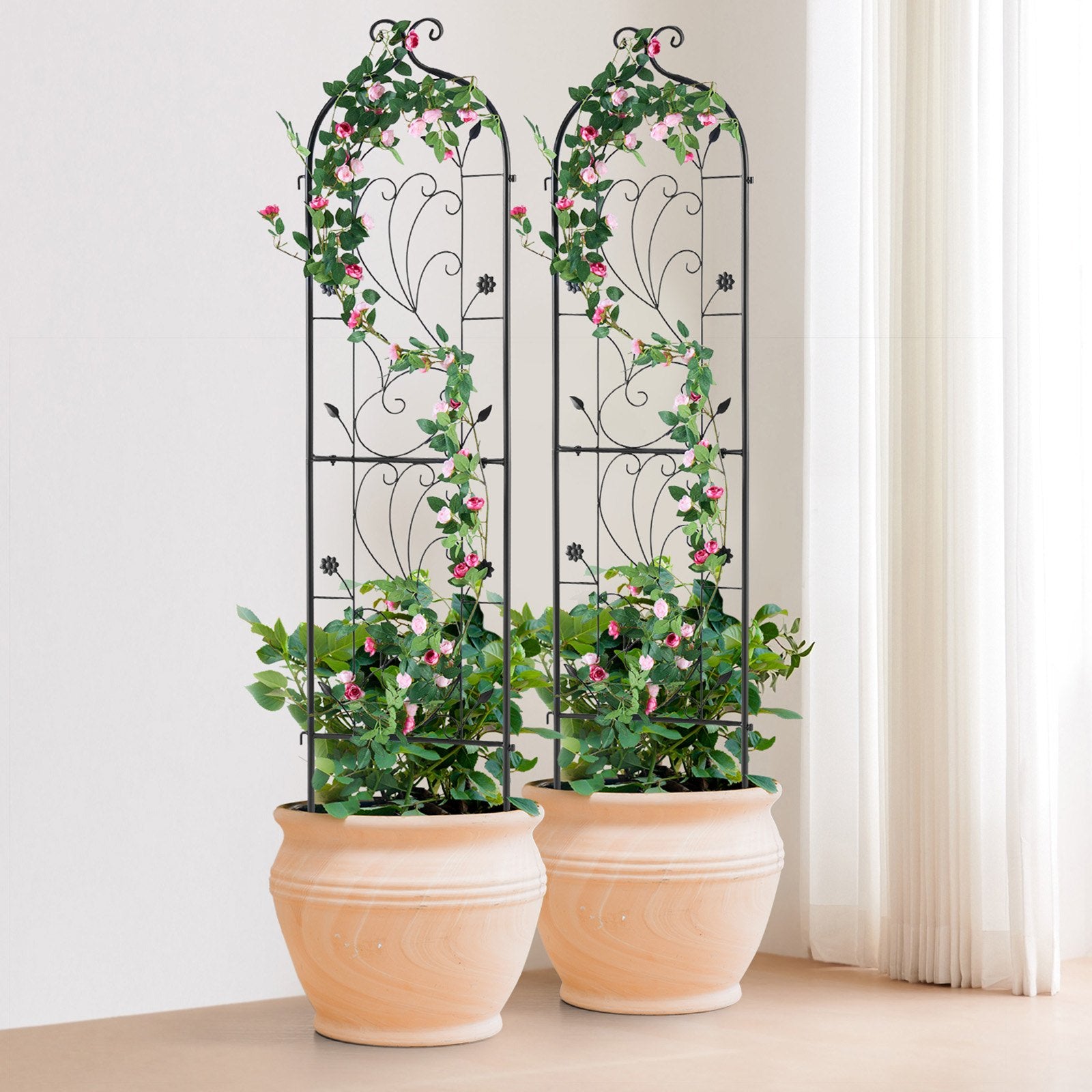 Gardening Tools: VEVOR 2 Packs Metal Garden Trellis for Climbing Plant Support 60x15 in Rustproof
