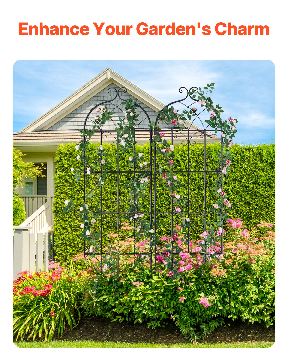 Gardening Tools: VEVOR 2 Packs Metal Garden Trellis for Climbing Plant Support 71x20 in Rustproof