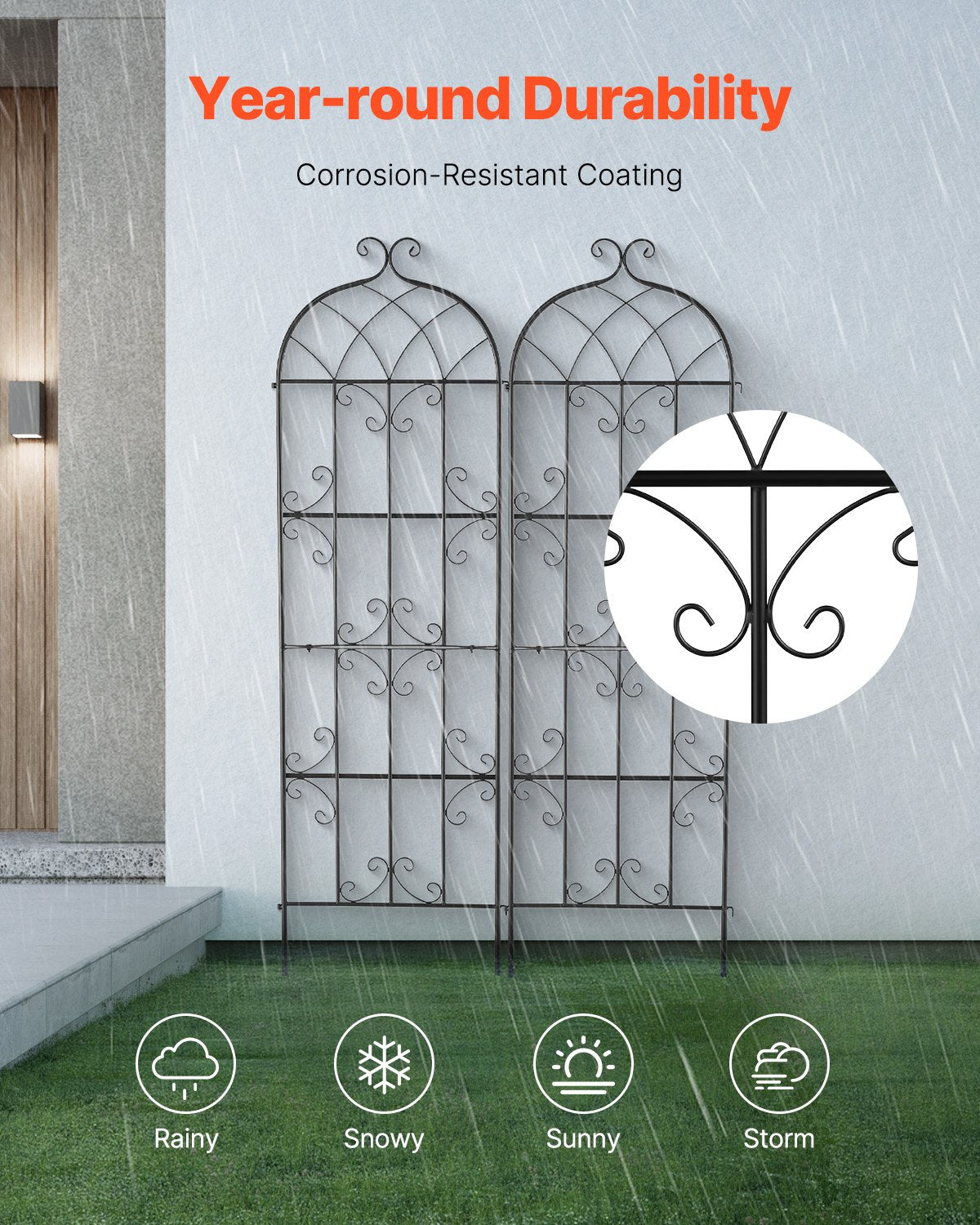 Gardening Tools: VEVOR 2 Packs Metal Garden Trellis for Climbing Plant Support 71x20 in Rustproof