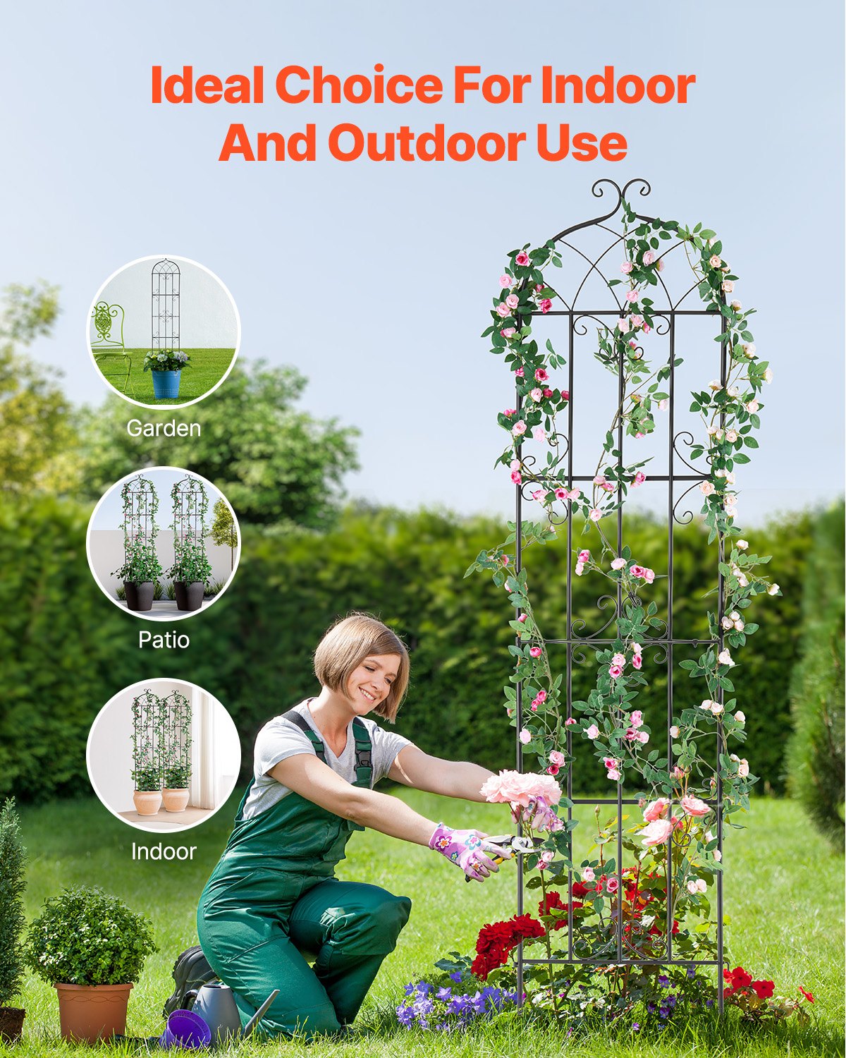 Gardening Tools: VEVOR 2 Packs Metal Garden Trellis for Climbing Plant Support 87x20 in Rustproof