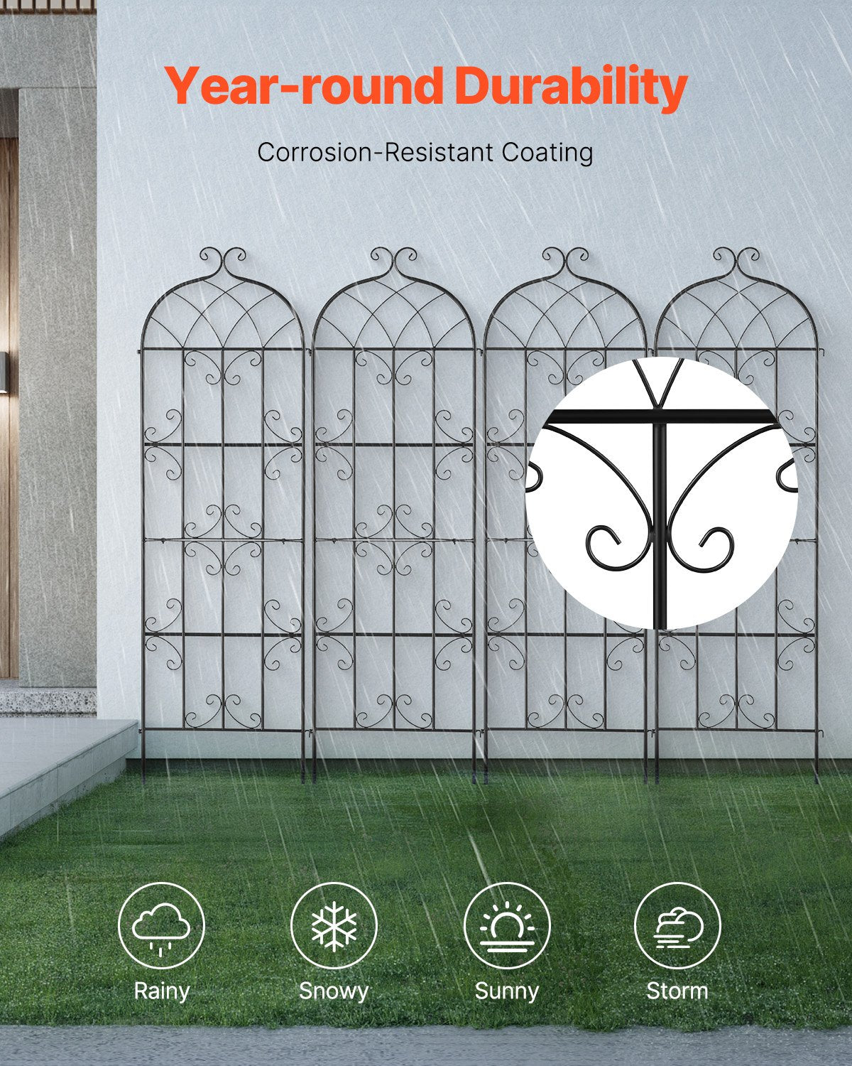 Gardening Tools: VEVOR 4 Packs Metal Garden Trellis for Climbing Plant Support 71x20 in Rustproof