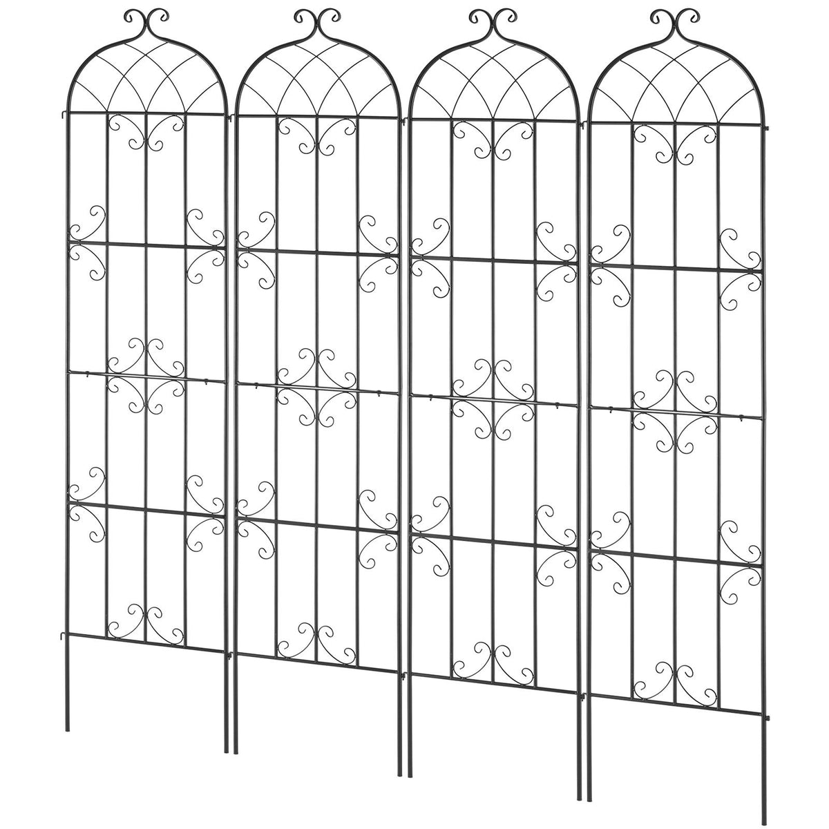Garden Trellis for Climbing Plants, 87 x 20 in, 4 Packs Rustproof Metal Garden Flower Trellis, Outdoor Climbing Rose Trellis Cucumbers Support, Decorative Clematis Trellis for Courtyards Lawns