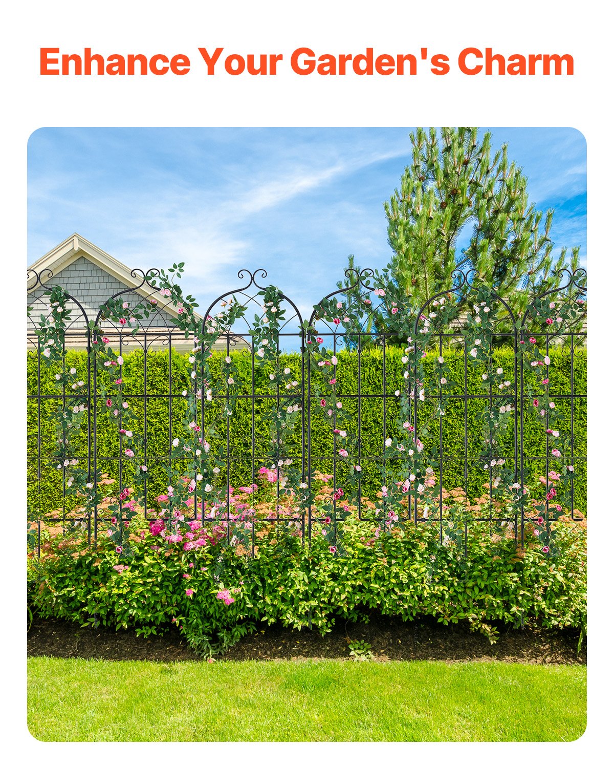 Gardening Tools: VEVOR 4 Packs Metal Garden Trellis for Climbing Plant Support 71x20 in Rustproof