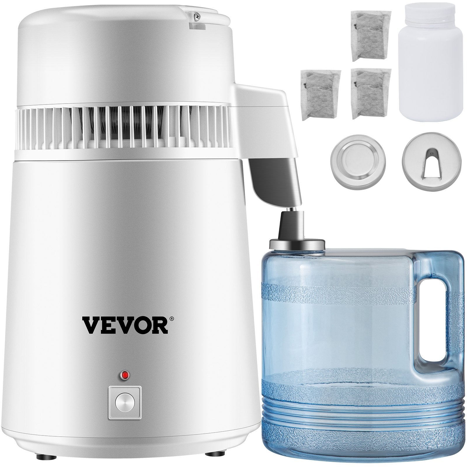 Distilling & Brewing: VEVOR Water Distiller Purifier Pure Water Distiller Filters Water Distillation 4L Internal Stainless Steel with Collection Bottle