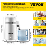 Distilling & Brewing: VEVOR Water Distiller Purifier Pure Water Distiller Filters Water Distillation 4L Internal Stainless Steel with Collection Bottle