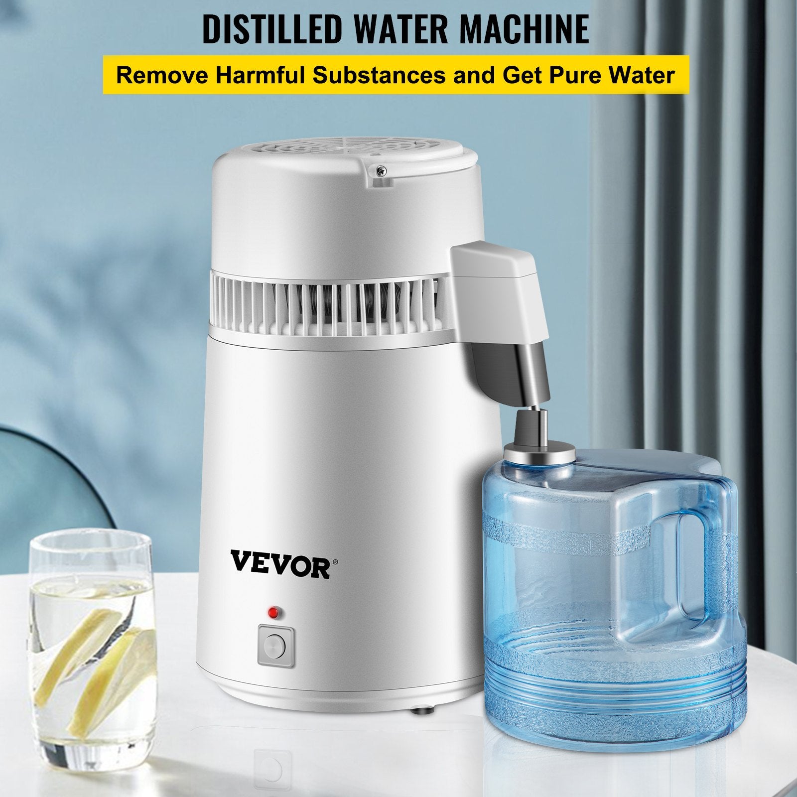Distilling & Brewing: VEVOR Water Distiller Purifier Pure Water Distiller Filters Water Distillation 4L Internal Stainless Steel with Collection Bottle