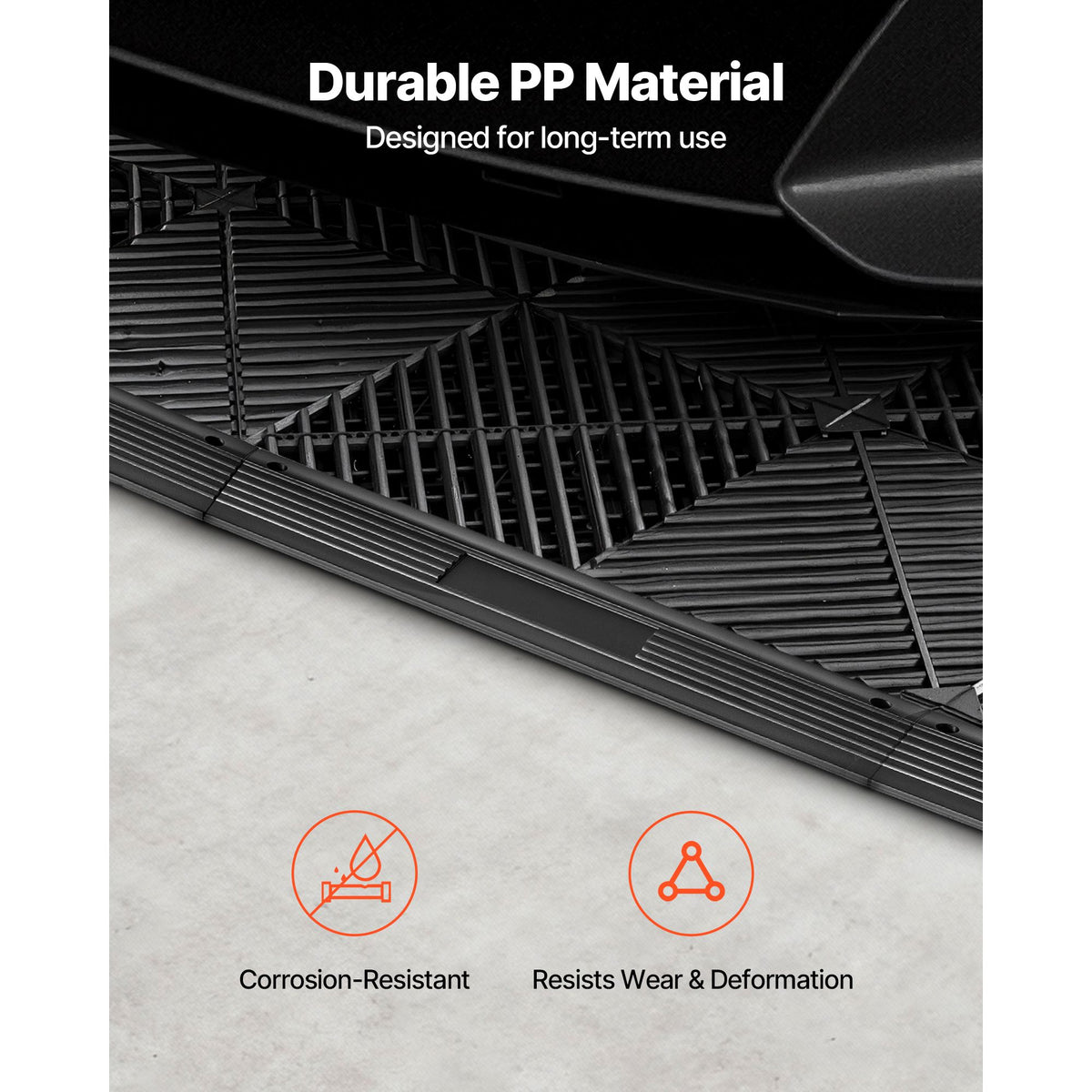 Transition Edge Kit, 11-Piece, Durable Straight Garage Floor Edging, PP Material, Easy Installation, Edge Protection for Wet Area Restaurant Pool, Only Compatible with Drainage Mats, Black