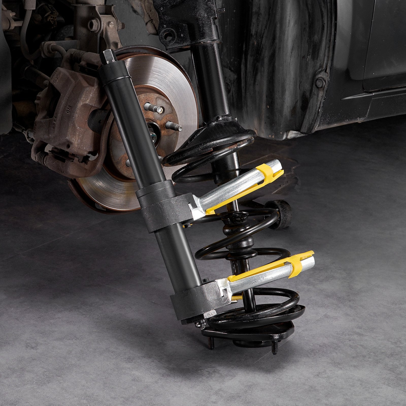 Automotive Repair & Speciality Tools: VEVOR Strut Spring Compressor Set, Macpherson Strut Spring Compressor Kit, Interchangeable Fork Strut Coil Extractor Remover Tool, with Yellow Protective Sleeve and Carrying Case