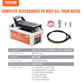 Fuel & Exhaust: VEVOR Air Hydraulic Pump, 10,000 PSI 1/2 Gal Reservoir, NPT 3/8" Oil Outlet, NPT 1/4" Inlet, 6.6 ft Pipe, Foot Actuated Hydraulic Pump Air Treadle for Auto Body Frame Machines and Pulling Post, Gray