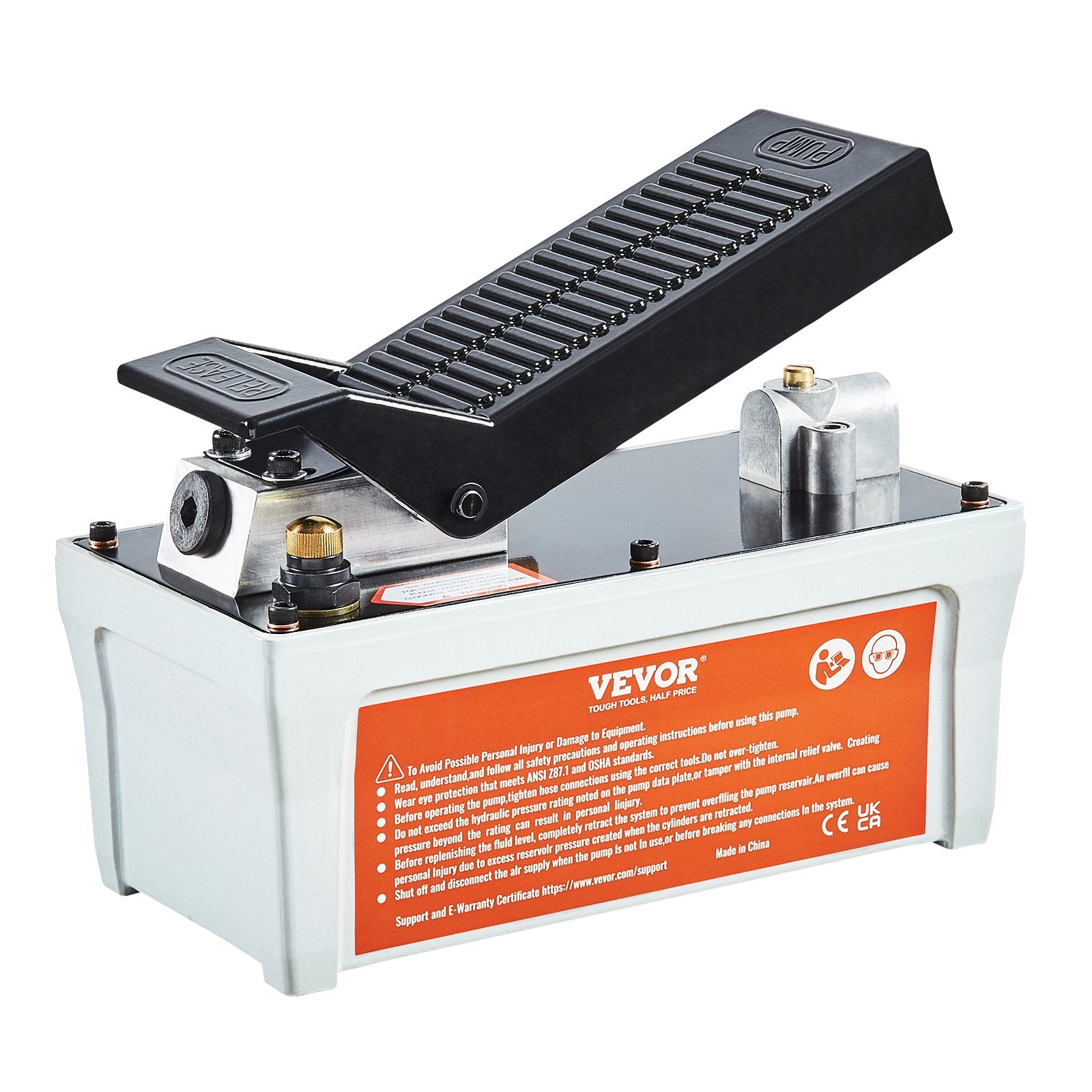 Fuel & Exhaust: VEVOR Air Hydraulic Pump, 10,000 PSI 1/2 Gal Reservoir, NPT 3/8" Oil Outlet, NPT 1/4" Inlet, 6.6 ft Pipe, Foot Actuated Hydraulic Pump Air Treadle for Auto Body Frame Machines and Pulling Post, Gray