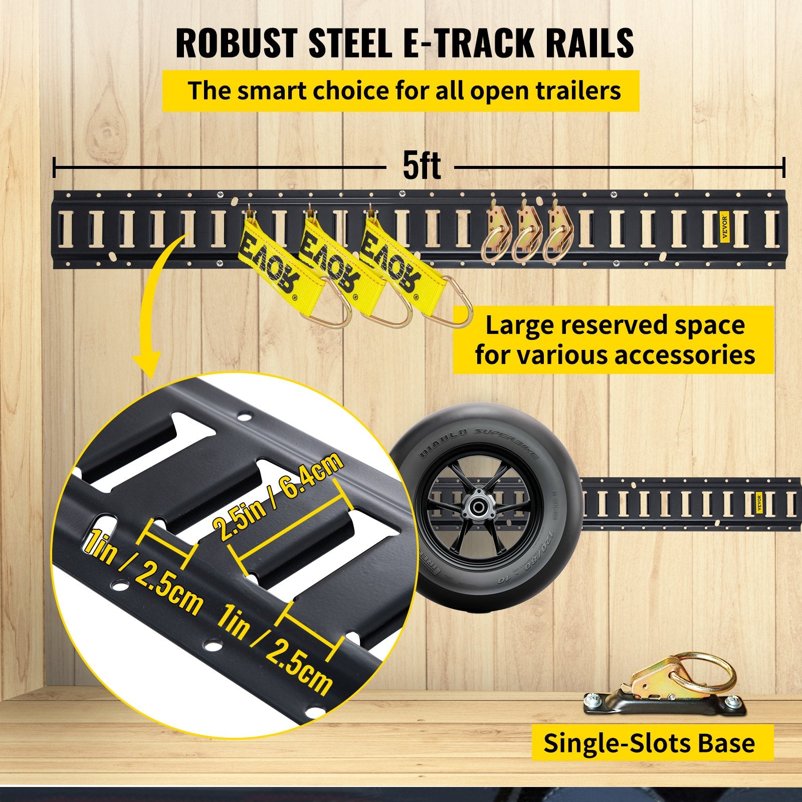 Automotive Repair & Speciality Tools: VEVOR E Track Tie Down Rail Kit 30PCs 1.52m E Track Rails Enclosed Cargo Trailer
