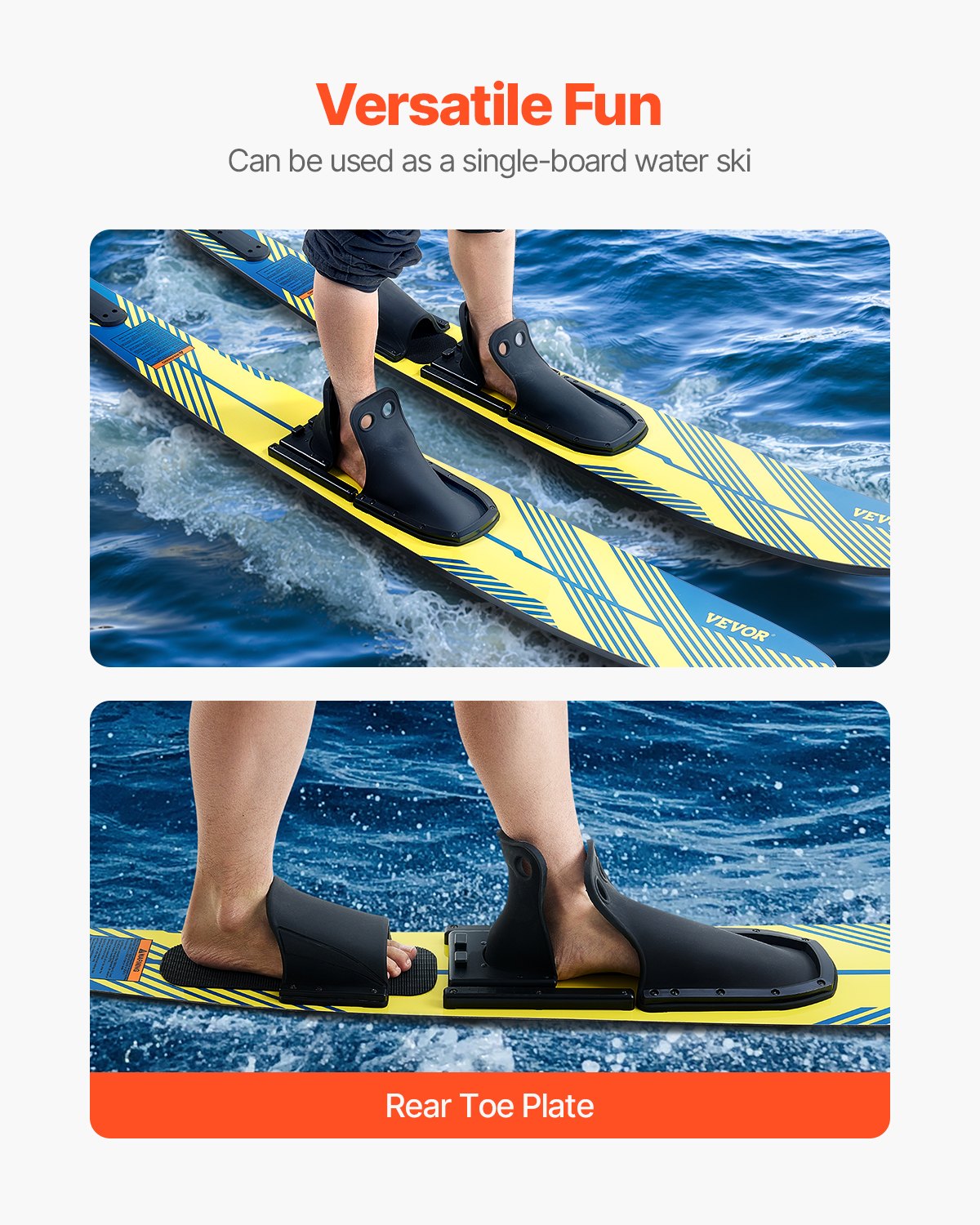 Pool Toys & Inflatables: VEVOR 150 cm Water Skis Combo Adults Water Skis with X-7 Adjustable Bindings