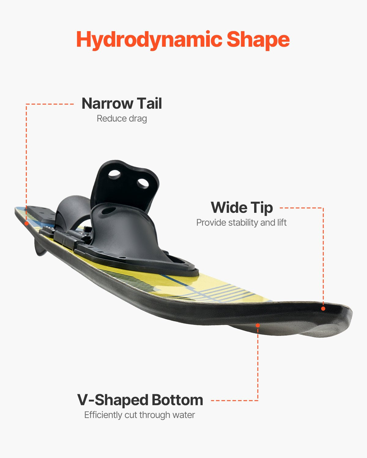 Pool Toys & Inflatables: VEVOR 150 cm Water Skis Combo Adults Water Skis with X-7 Adjustable Bindings