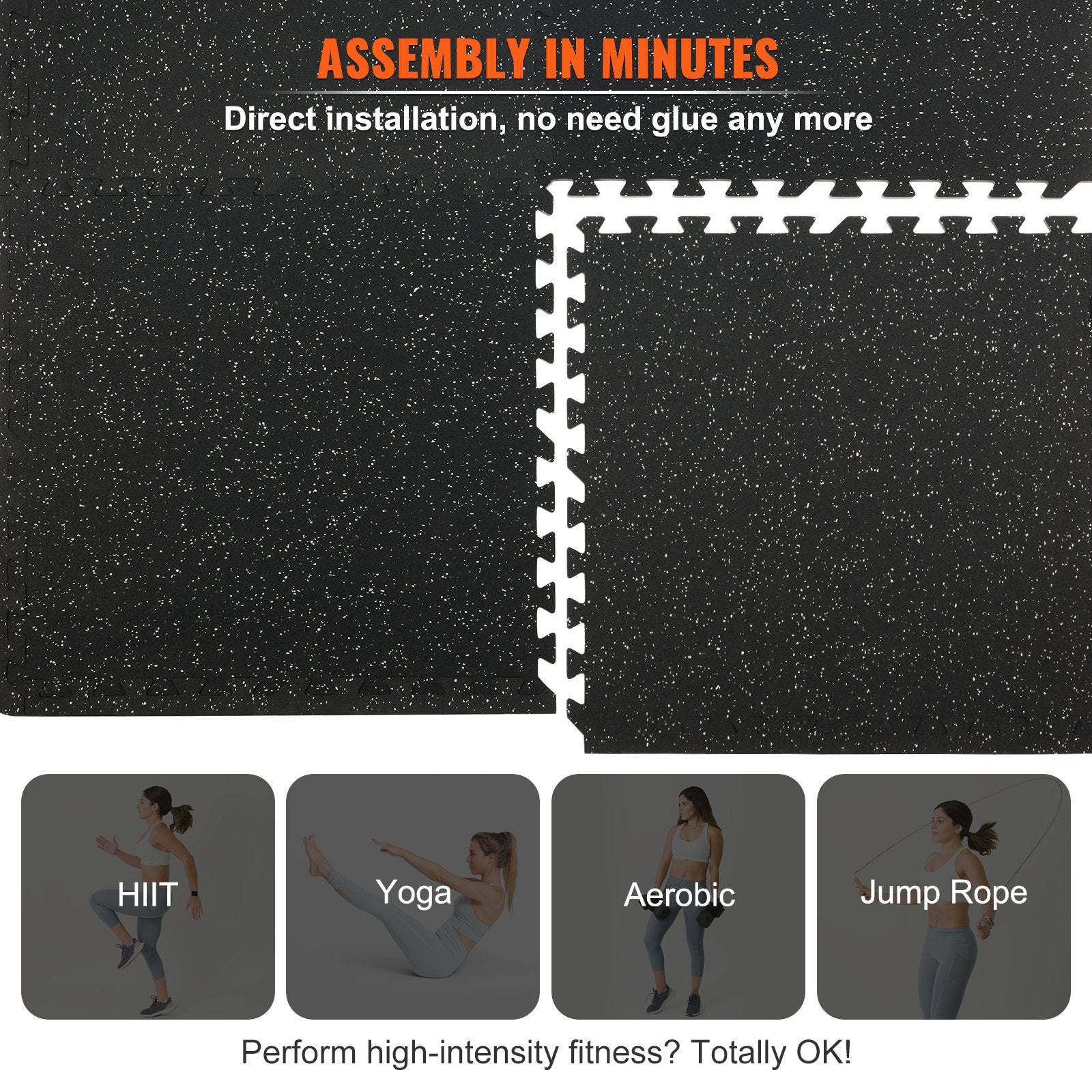 Makeup Organisation & Storage: VEVOR 12 PCS 14 mm Thick Gym Floor Mats, 24" x 24" EVA Foam & Rubber Top Interlocking Workout Floor Mats with 4.5 m² Coverage, Waterproof Exercise Puzzle Flooring for Gym, Home, Garage, Basemen