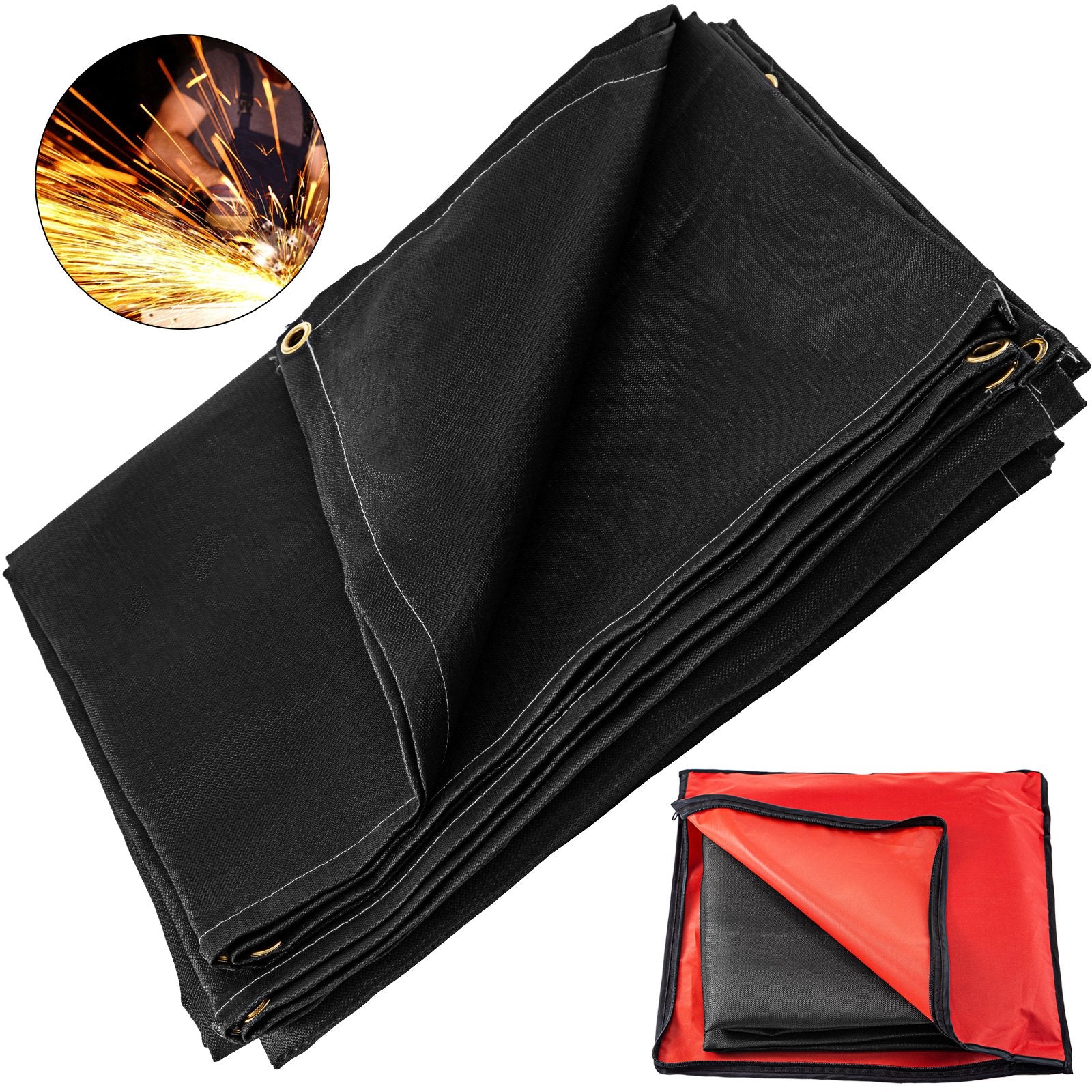 Caravan Accessories: VEVOR 10 x 10 Ft Welding Blanket Black Fiberglass Blanket Portable Fiberglass Fire Retardant Blanket Welding Mat Welding Fireproof Thermal Resistant Insulation With Carry Bag