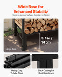 Coat Racks: VEVOR Firewood Rack with Waterproof Cover, 1.22m Outdoor Firewood Holder, 1/4 Cord Storage Metal Log Holder, 400lb Max Weight Capacity, Top Covered, Powder-Coated Wood Storage Rack for Fireplace Deck