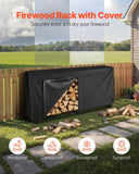 Coat Racks: VEVOR Firewood Rack with Waterproof Cover, 2.57m Outdoor Firewood Holder, 1/2 Cord Storage Metal Log Holder, 299kg Max Weight Capacity, Top Covered, Powder-Coated Wood Storage Rack for Fireplace Deck