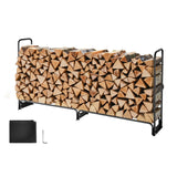 Coat Racks: VEVOR Firewood Rack with Waterproof Cover, 2.57m Outdoor Firewood Holder, 1/2 Cord Storage Metal Log Holder, 299kg Max Weight Capacity, Top Covered, Powder-Coated Wood Storage Rack for Fireplace Deck