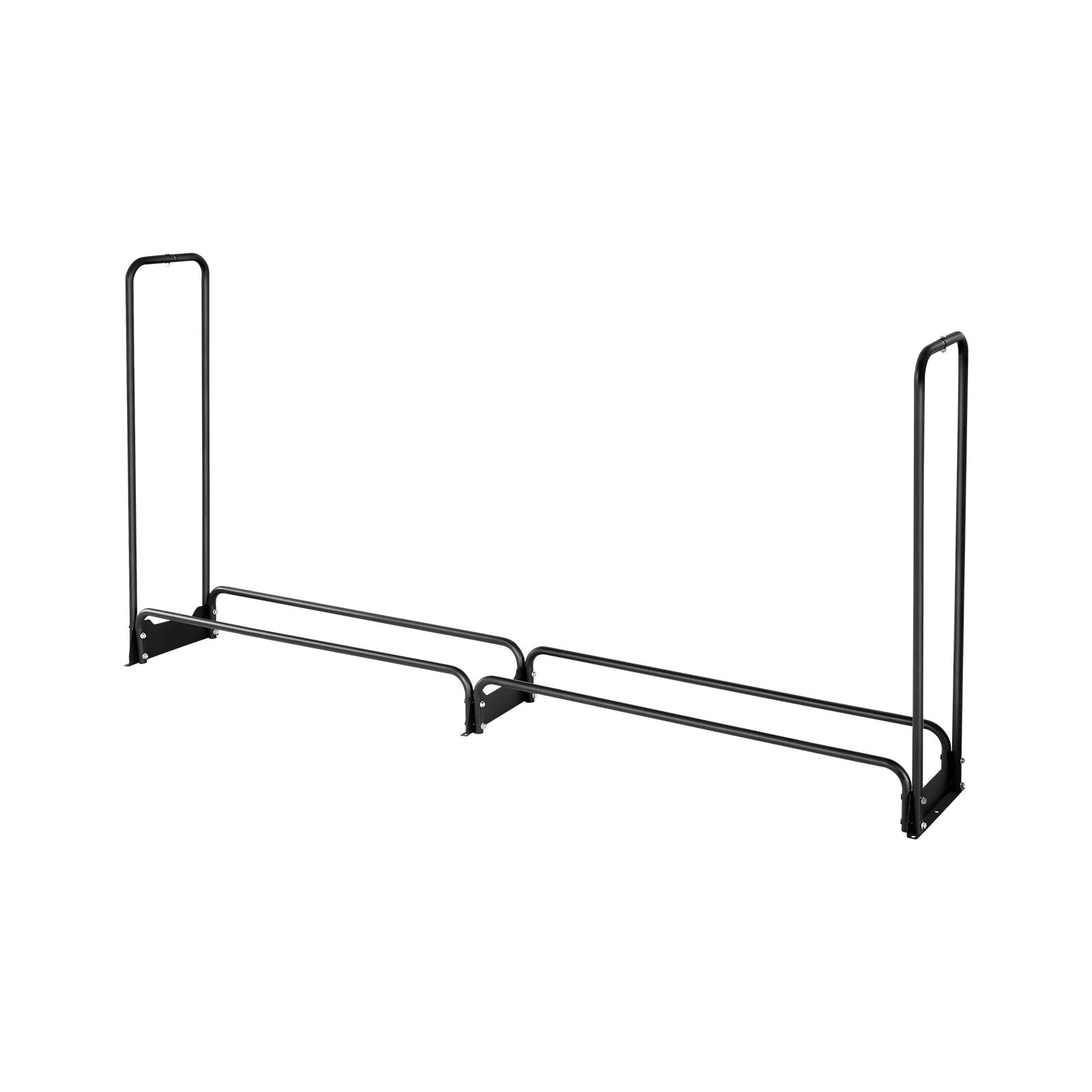 Firewood Rack with Waterproof Cover, 2.57m Outdoor Firewood Holder, 1/2 Cord Storage Metal Log Holder, 299kg Max Weight Capacity, Top Covered, Powder-Coated Wood Storage Rack for Fireplace Deck