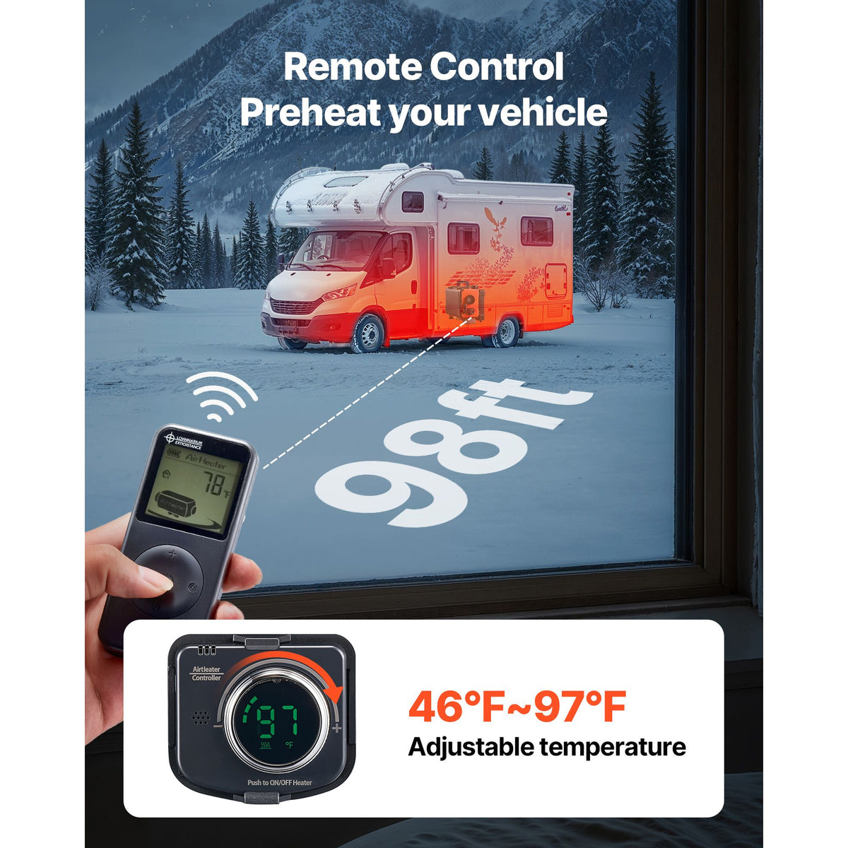 Diesel Heater, 8KW, DC 12V/24V, All in One Portable Diesel Air Heater with Remote Control and LCD Screen, Fast Heating Low Noise, 4.5 L Fuel Tank for Trucks, Vans, RVs, Campers, and Garages